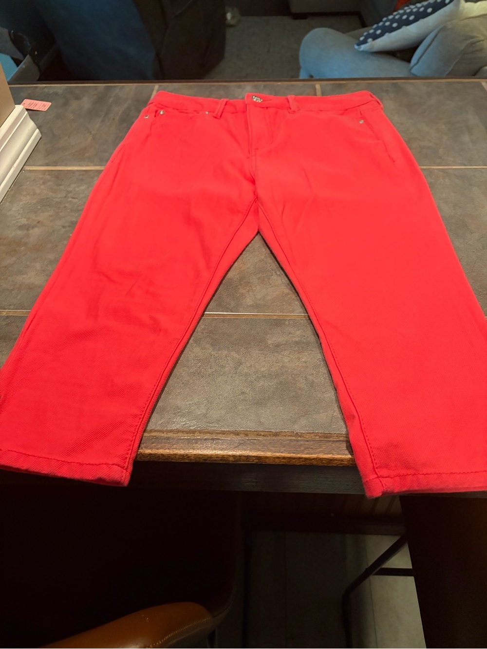 Code Bleu Women's Cropped Pants in Bright Coral - size 10